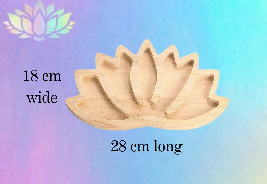 Wooden Lotus Flower Crystal Tray