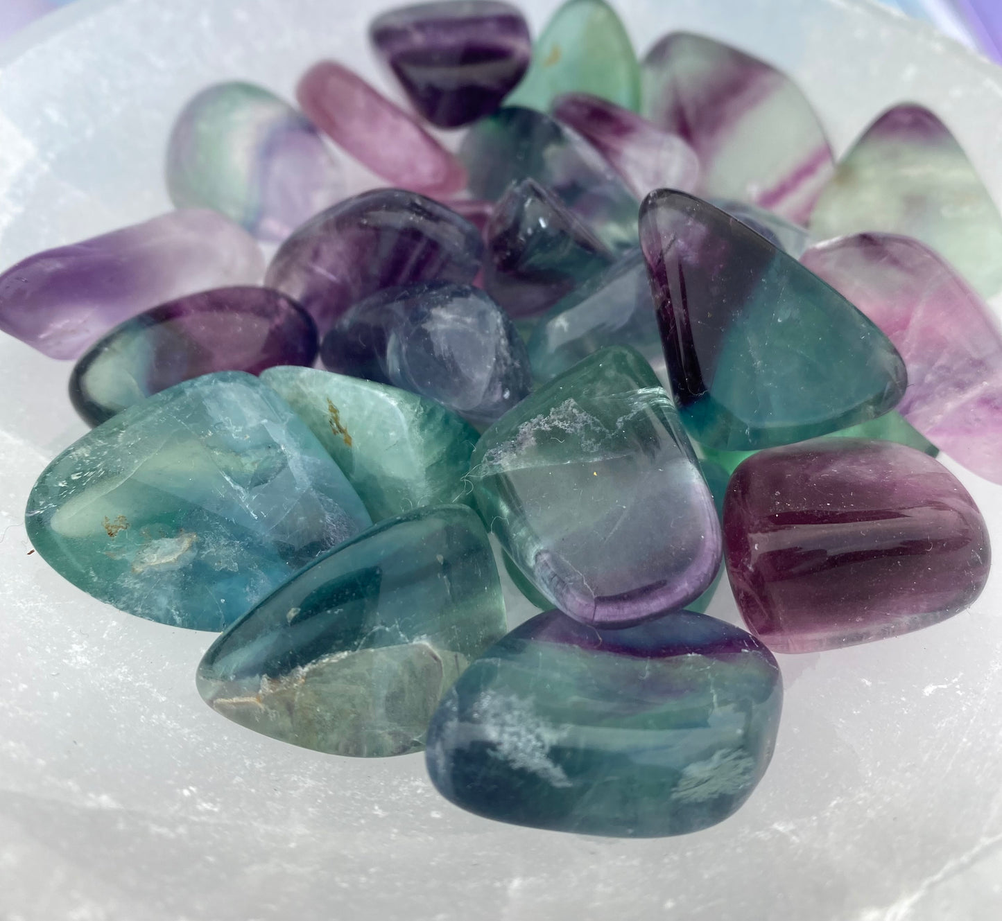 Gorgeous Rainbow Fluorite tumble stones