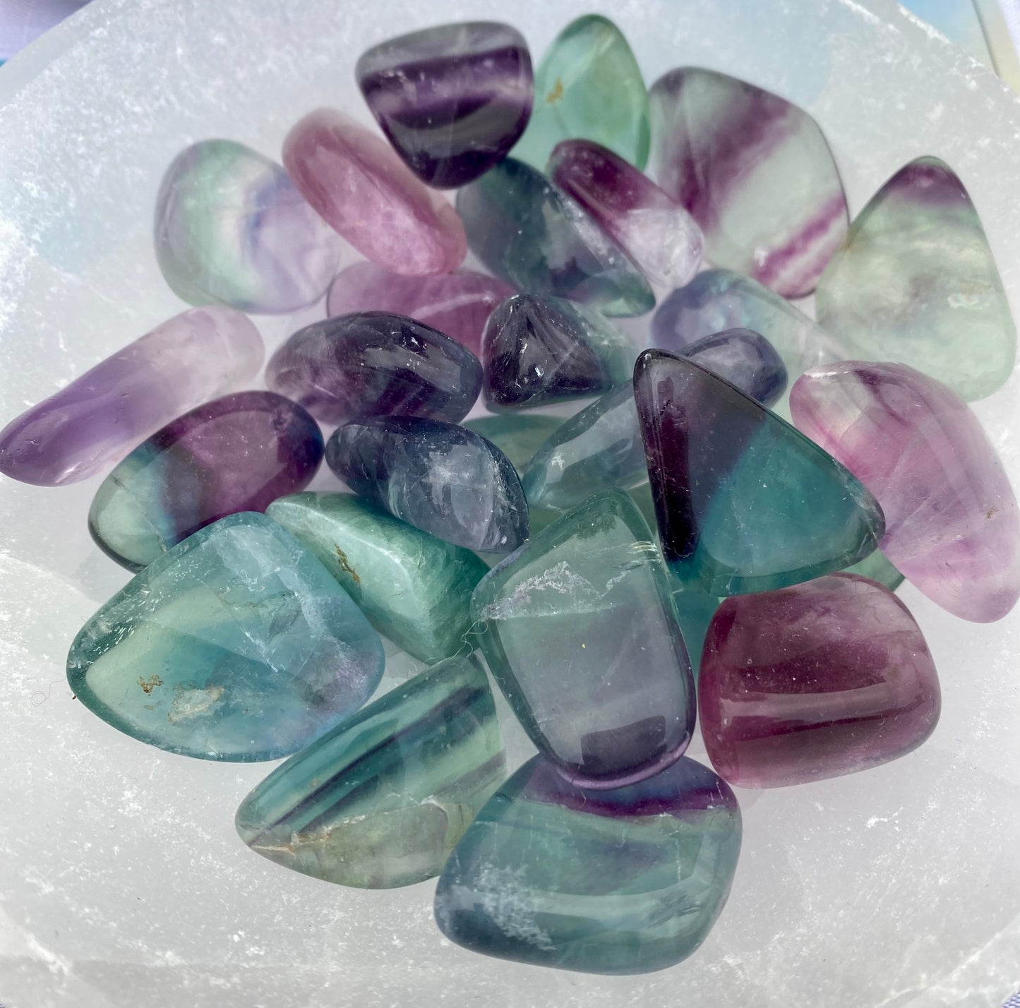 Gorgeous Rainbow Fluorite tumble stones