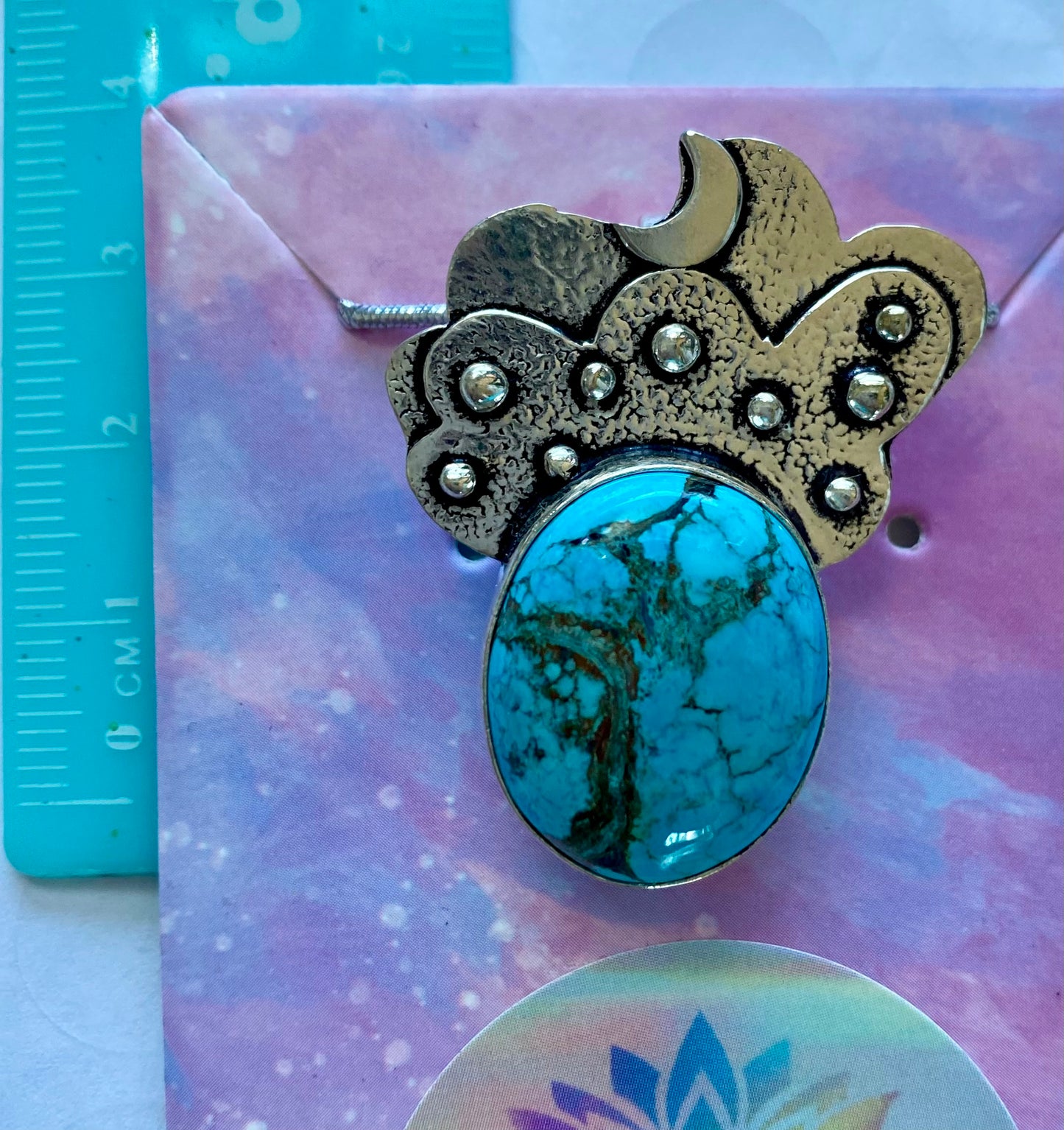 Gorgeous Celestial Turquoise Pendant with Sterling Silver setting