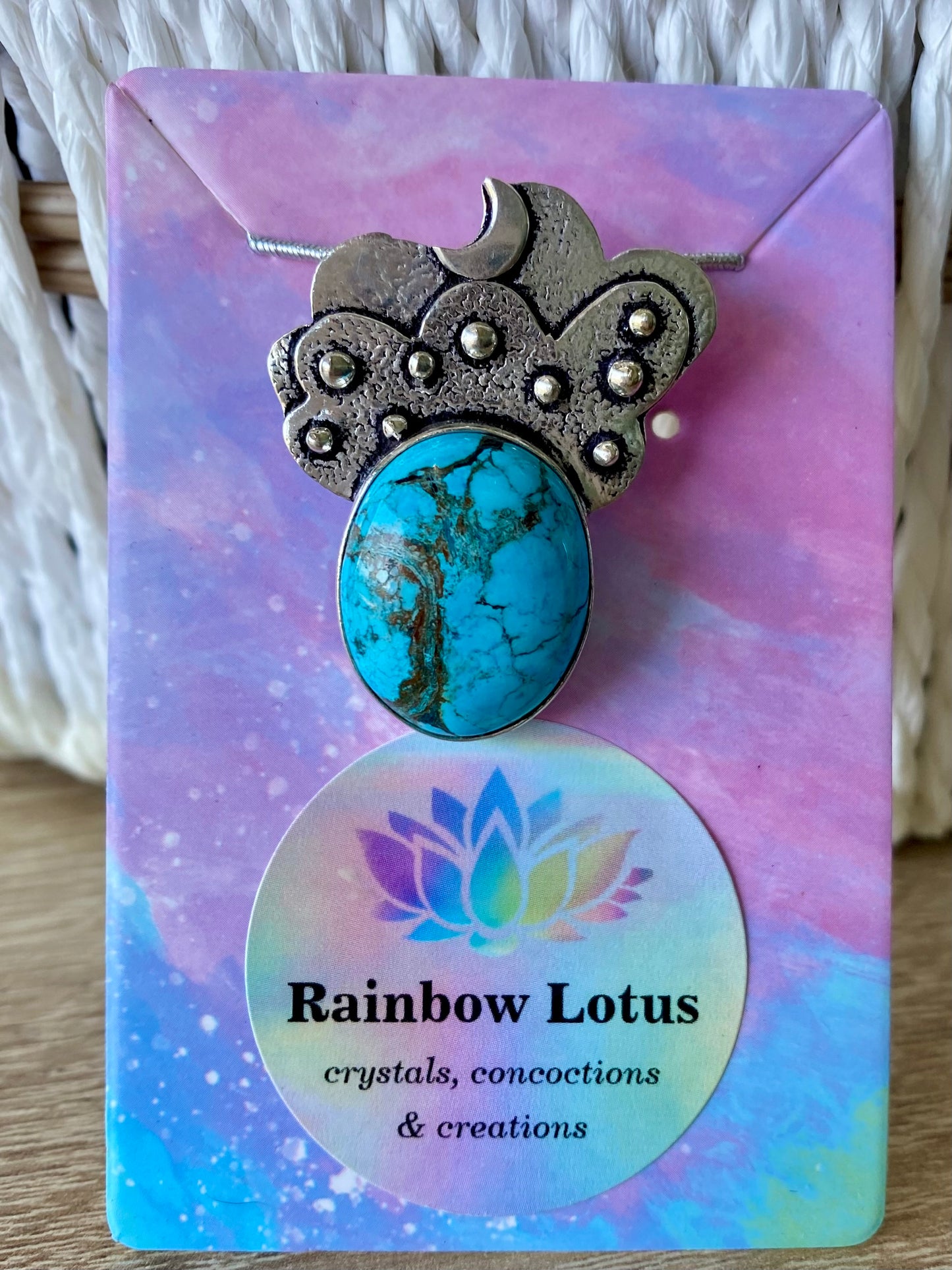 Gorgeous Celestial Turquoise Pendant with Sterling Silver setting