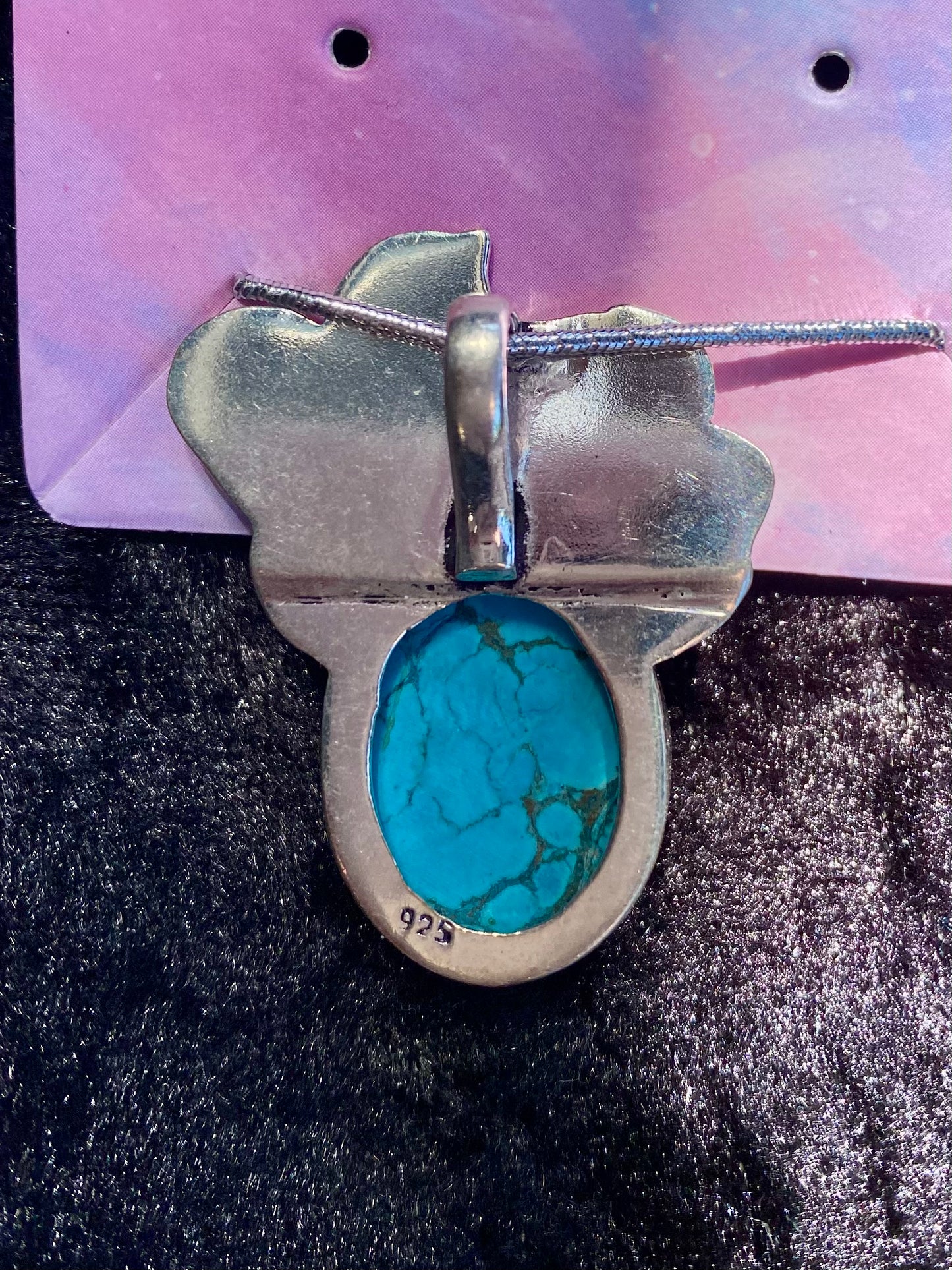 Gorgeous Celestial Turquoise Pendant with Sterling Silver setting