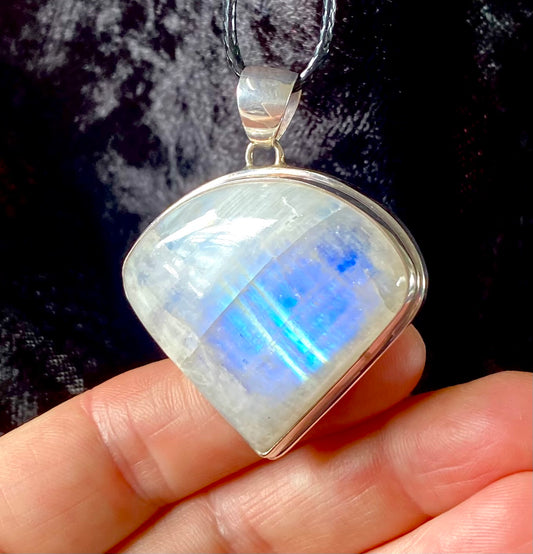 Gorgeous Large Moonstone Pendant with Sterling Silver setting