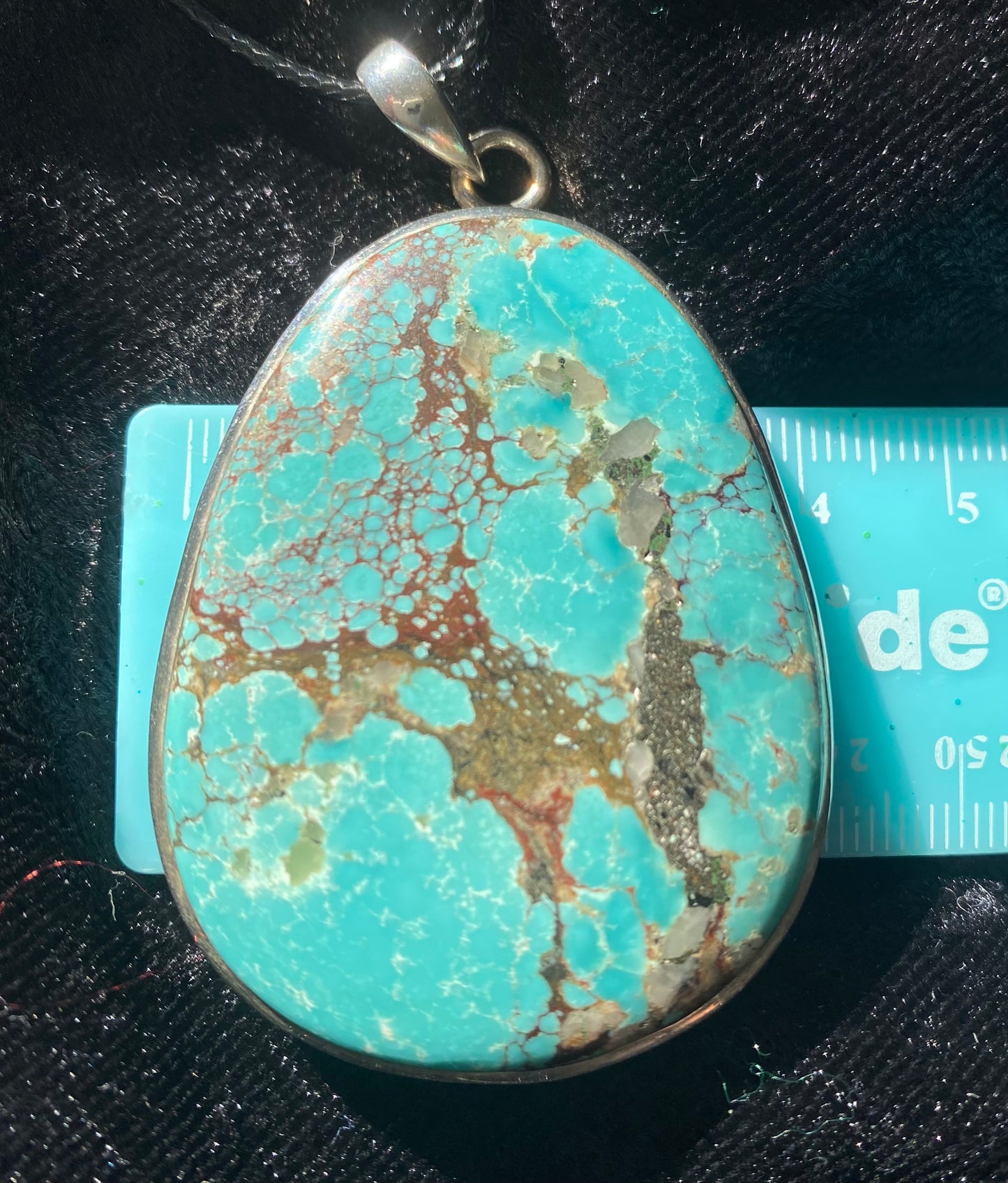 Very Large Turquoise Pendant with Sterling Silver setting