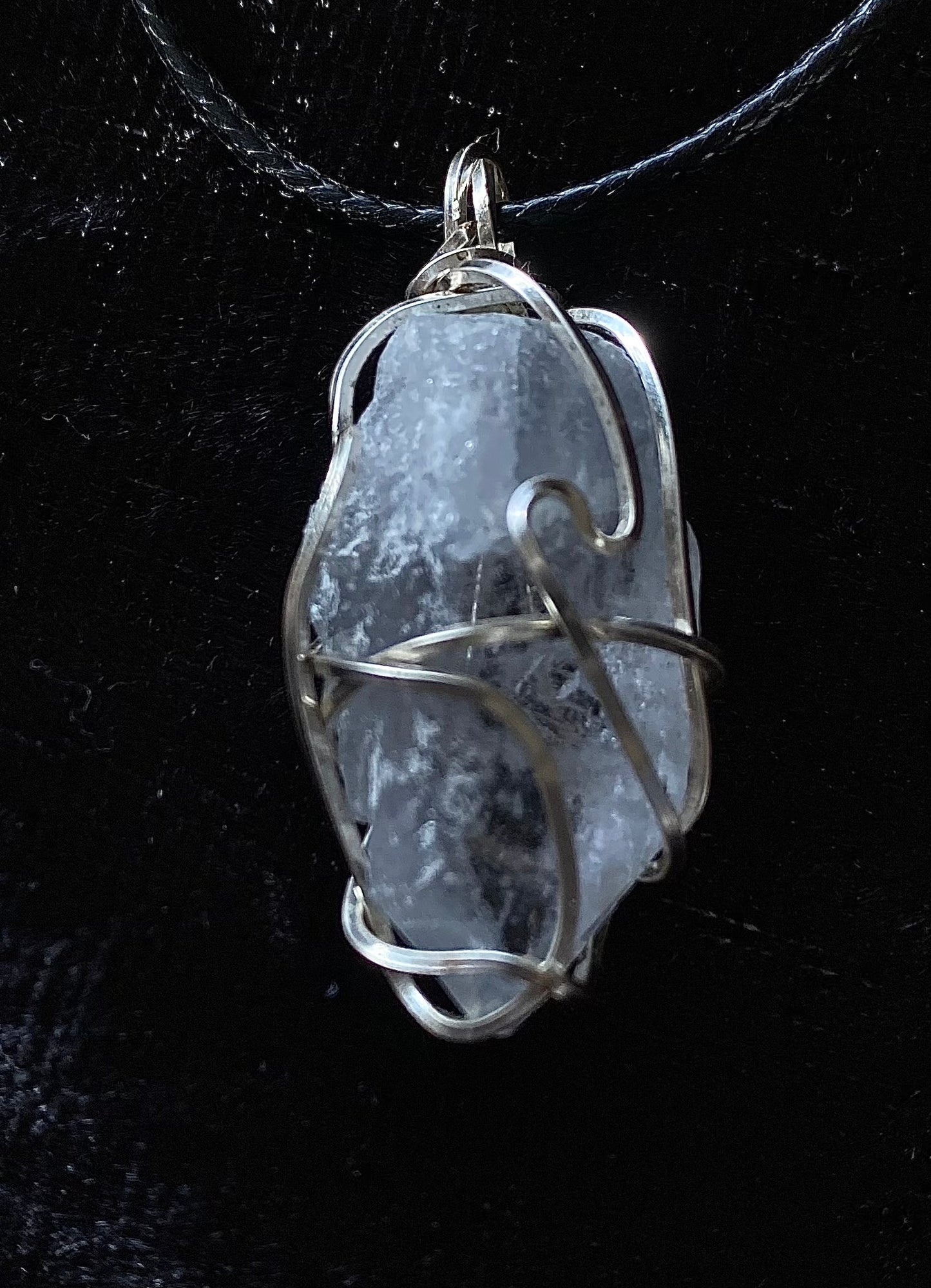 Wire Wrapped Blue Calcite Pendant