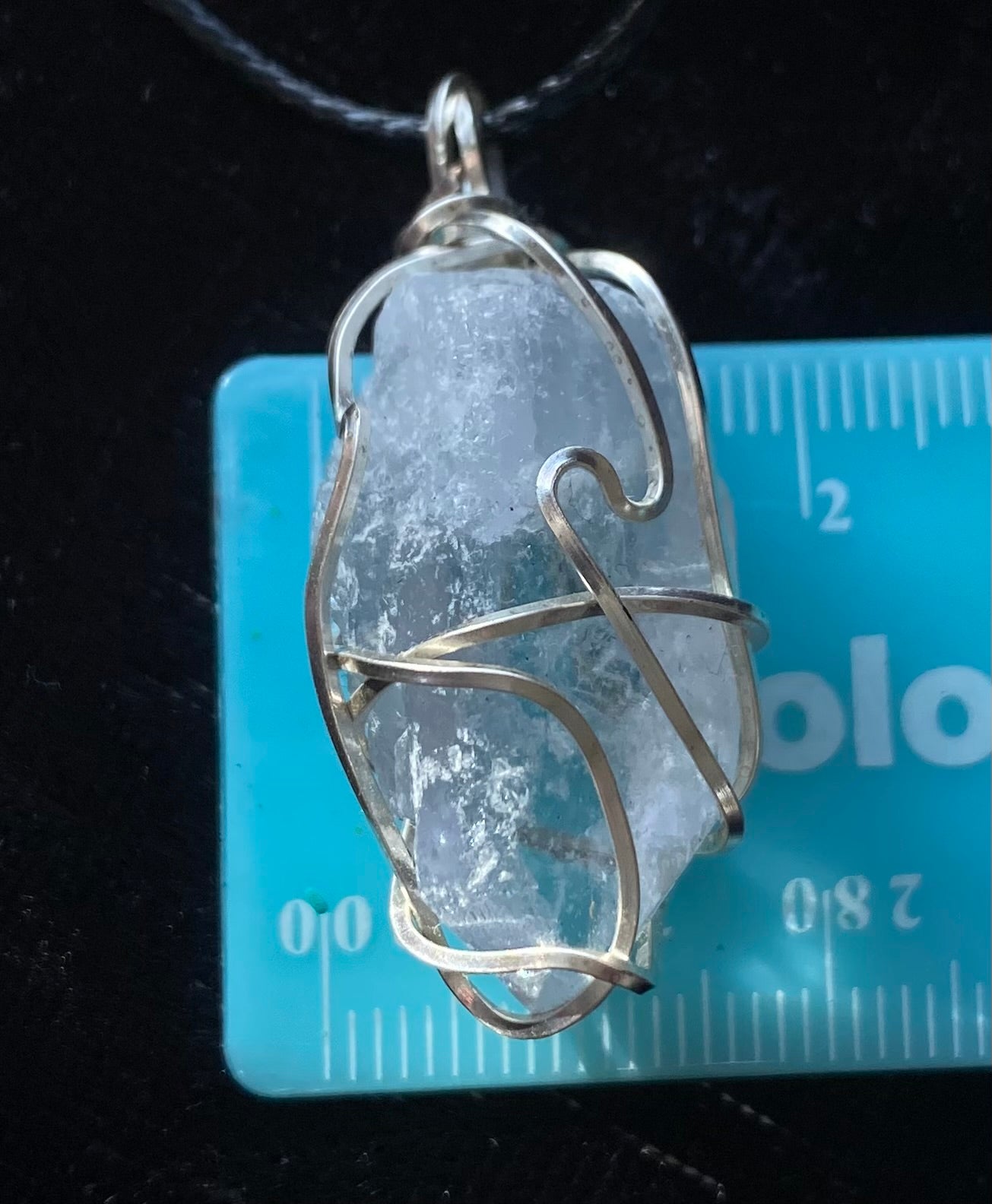 Wire Wrapped Blue Calcite Pendant