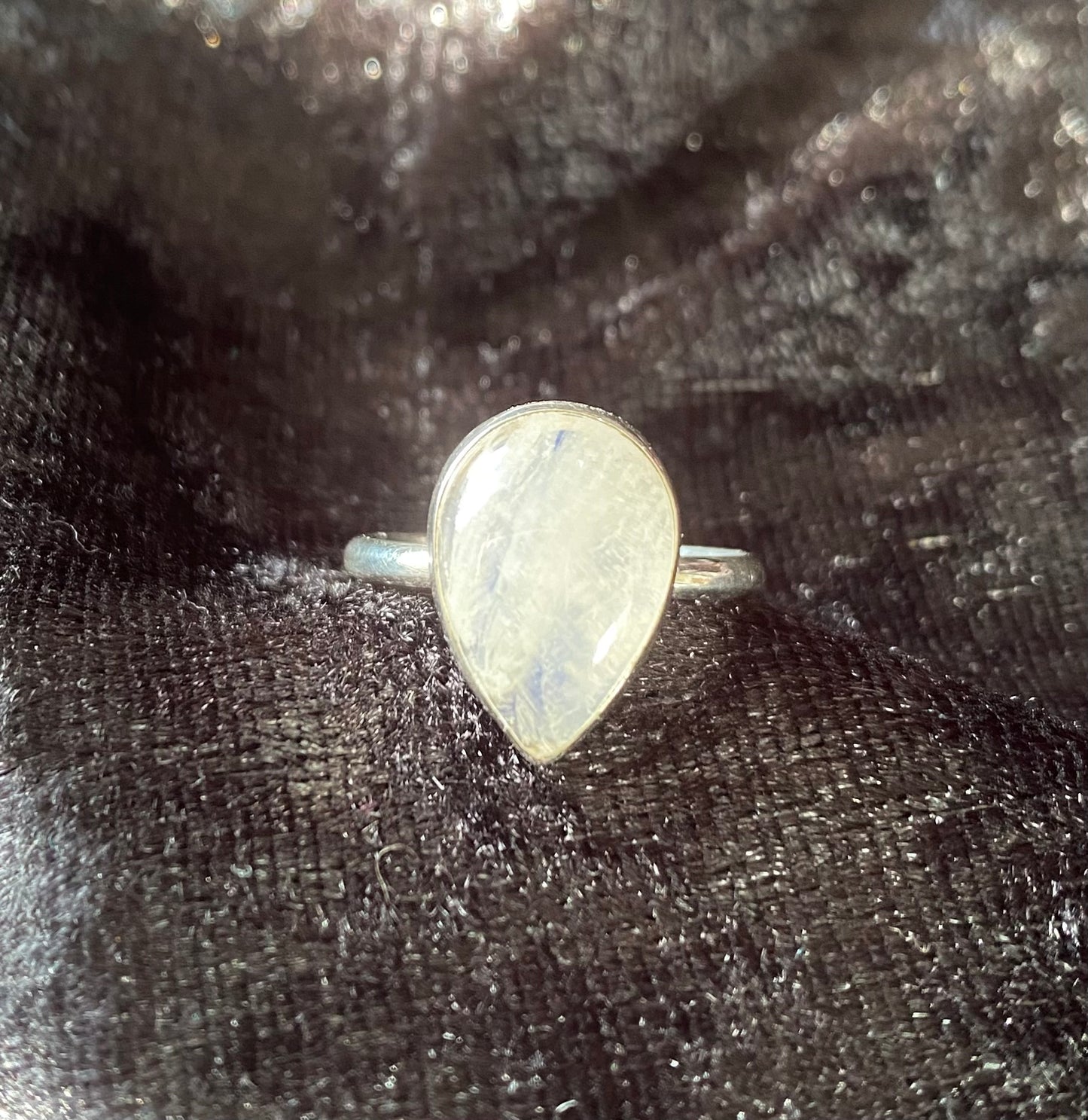 Beautiful Teardrop Moonstone Ring in Sterling Silver Setting