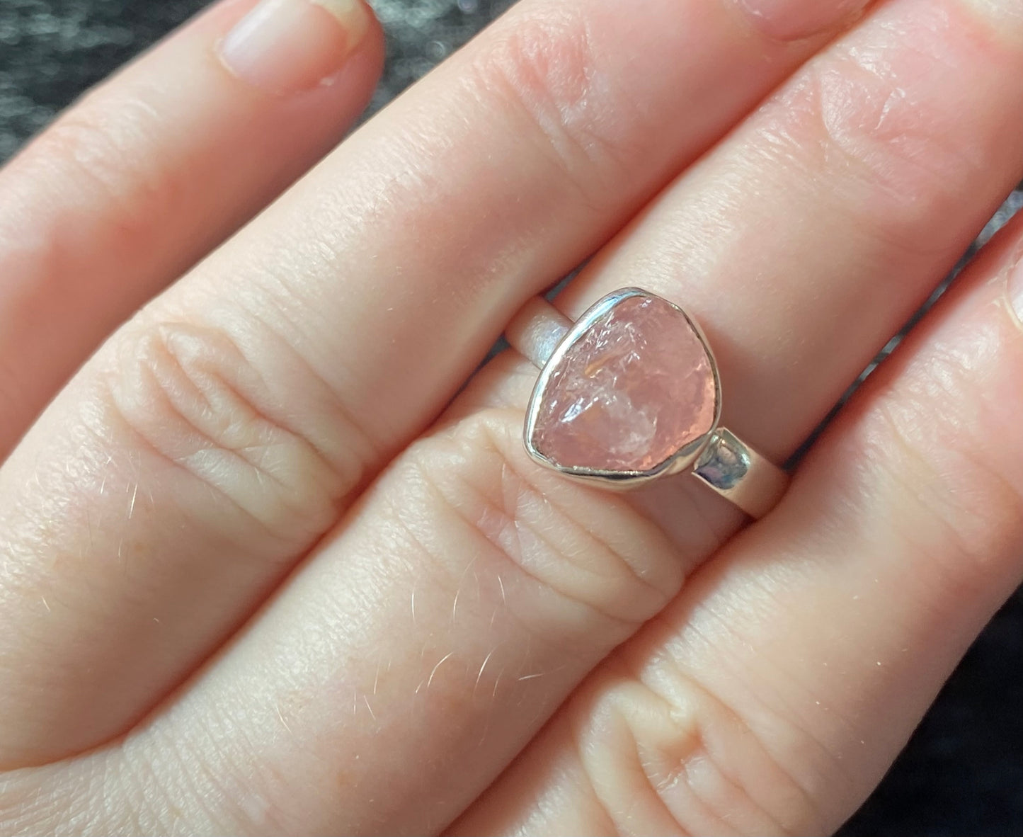 Stunning Vintage Pink Morganite Ring in Sterling Silver Setting Size 6