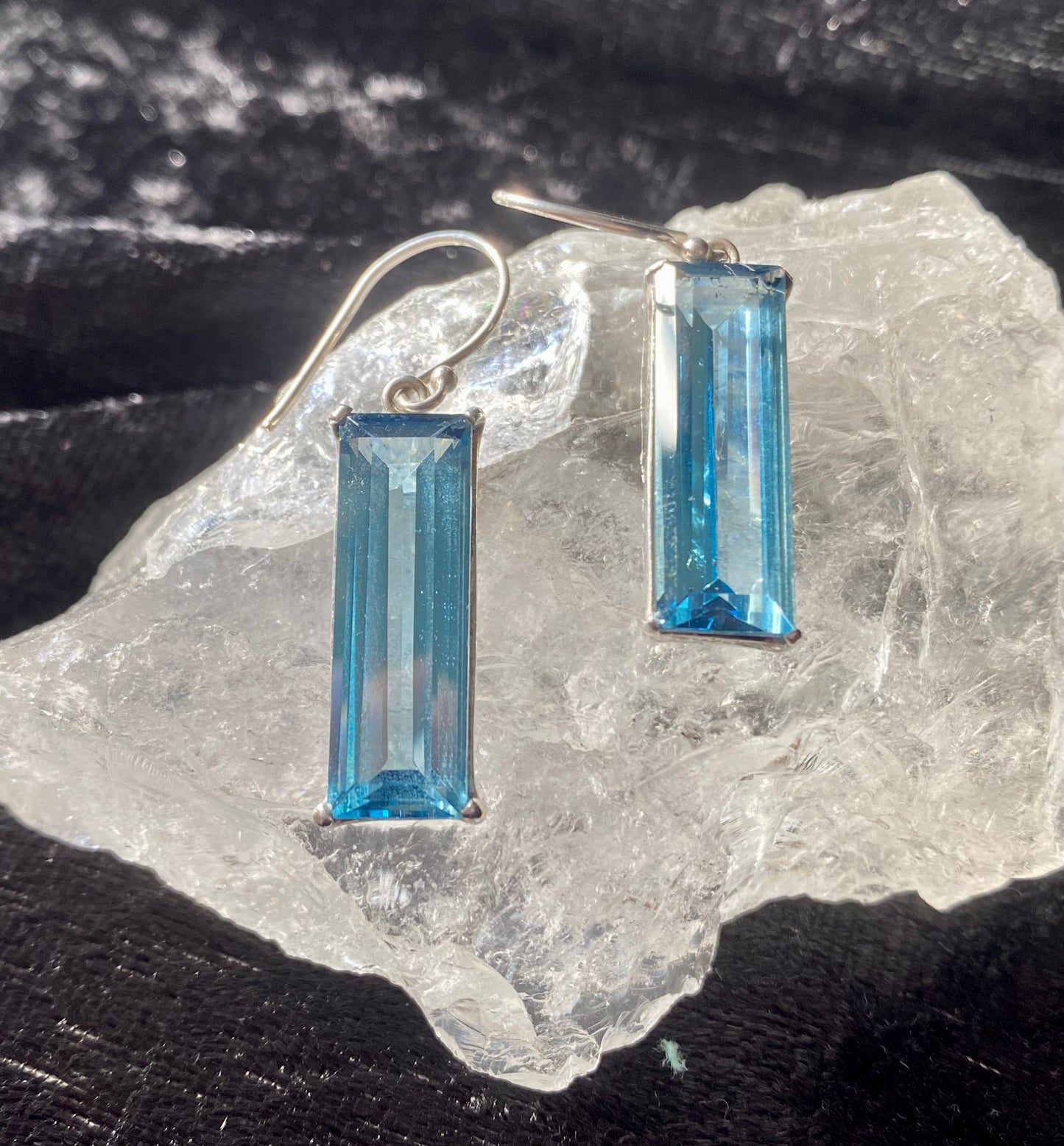 Stunning Blue Topaz Sterling Silver Earrings