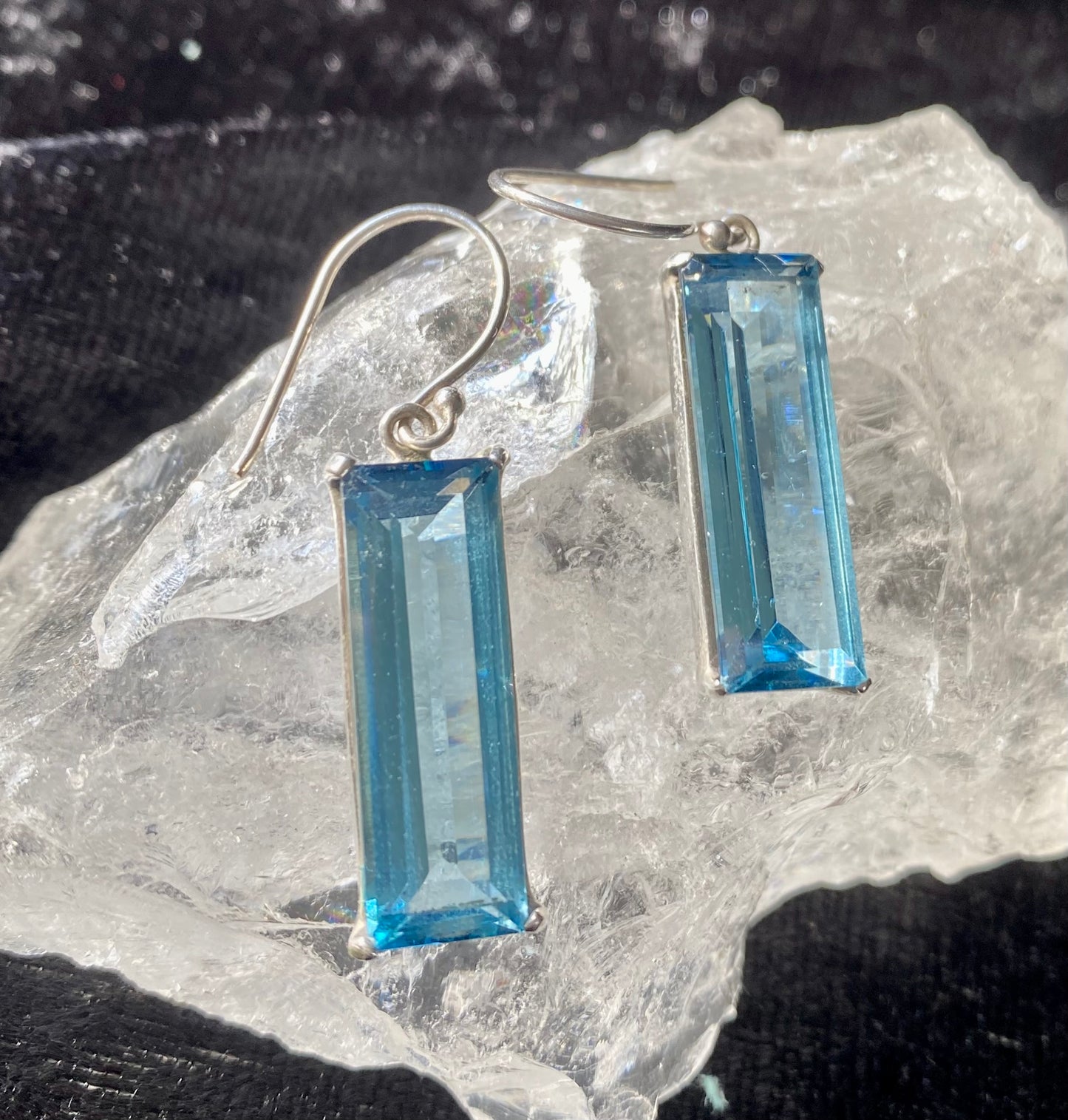 Stunning Blue Topaz Sterling Silver Earrings