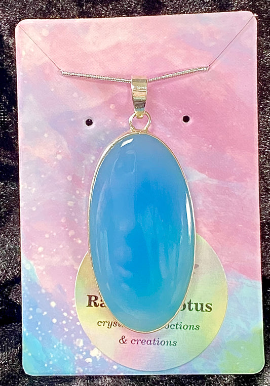 Gorgeous Blue Chalcedony Pendant with Sterling Silver setting