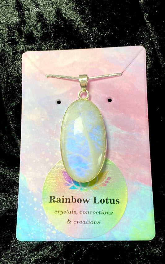 Gorgeous Moonstone Pendant with Sterling Silver setting amazing flash!