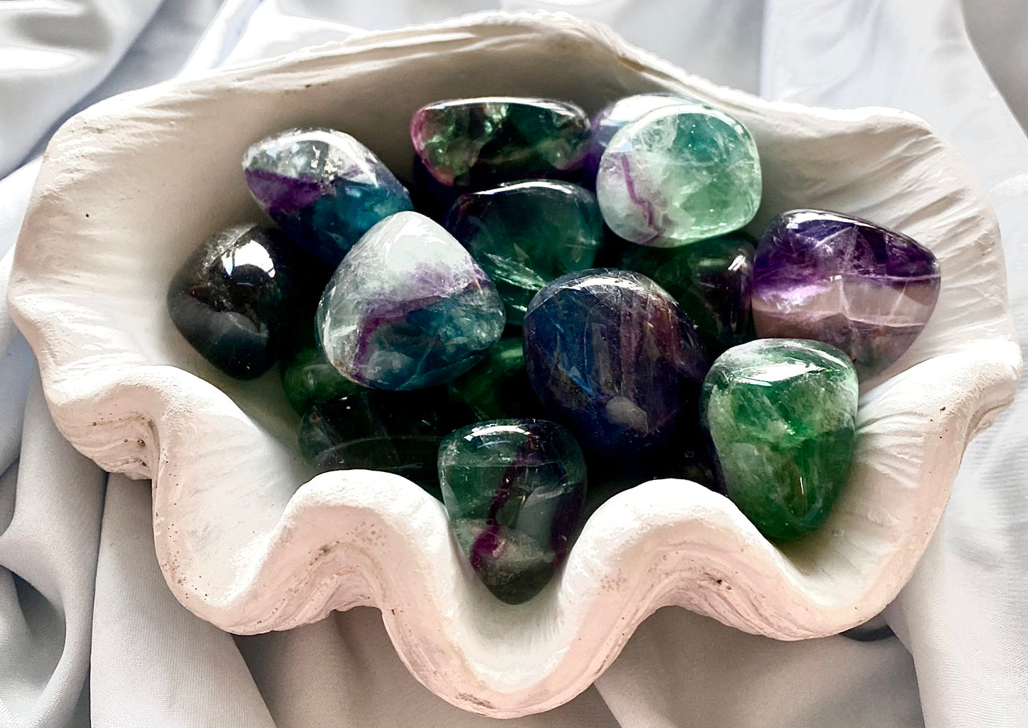 Gorgeous Rainbow Fluorite tumble stones