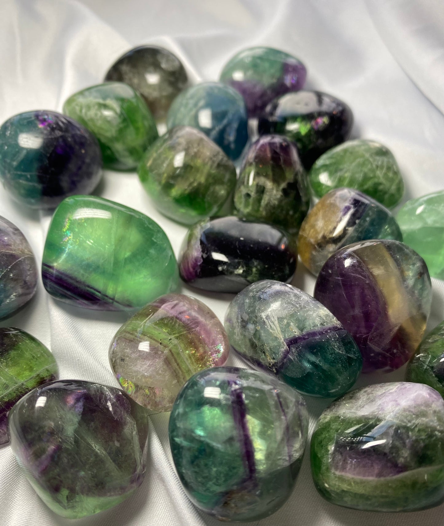 Gorgeous Rainbow Fluorite tumble stones