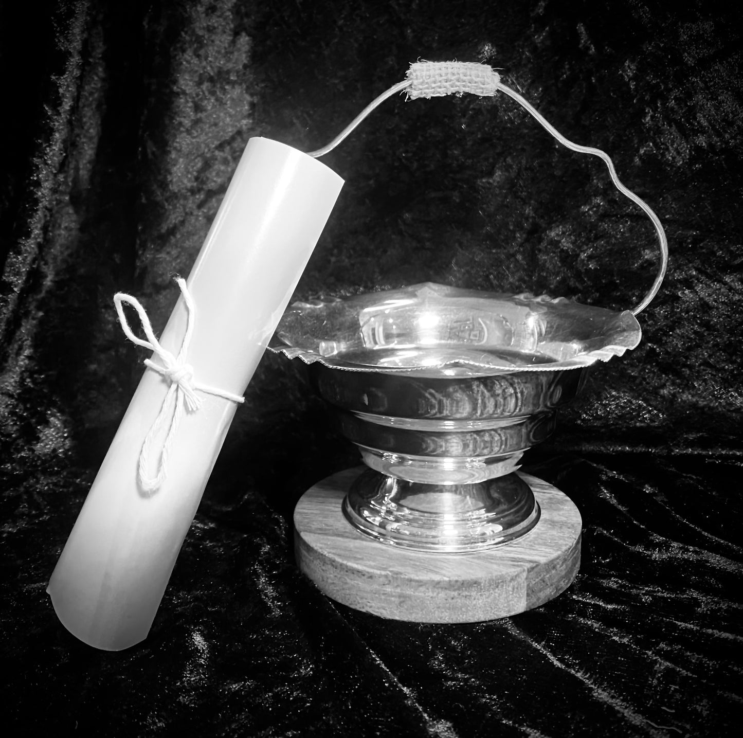 Vintage Silver Plated Cauldron with Magickal Apothecary Ingredients and Tools