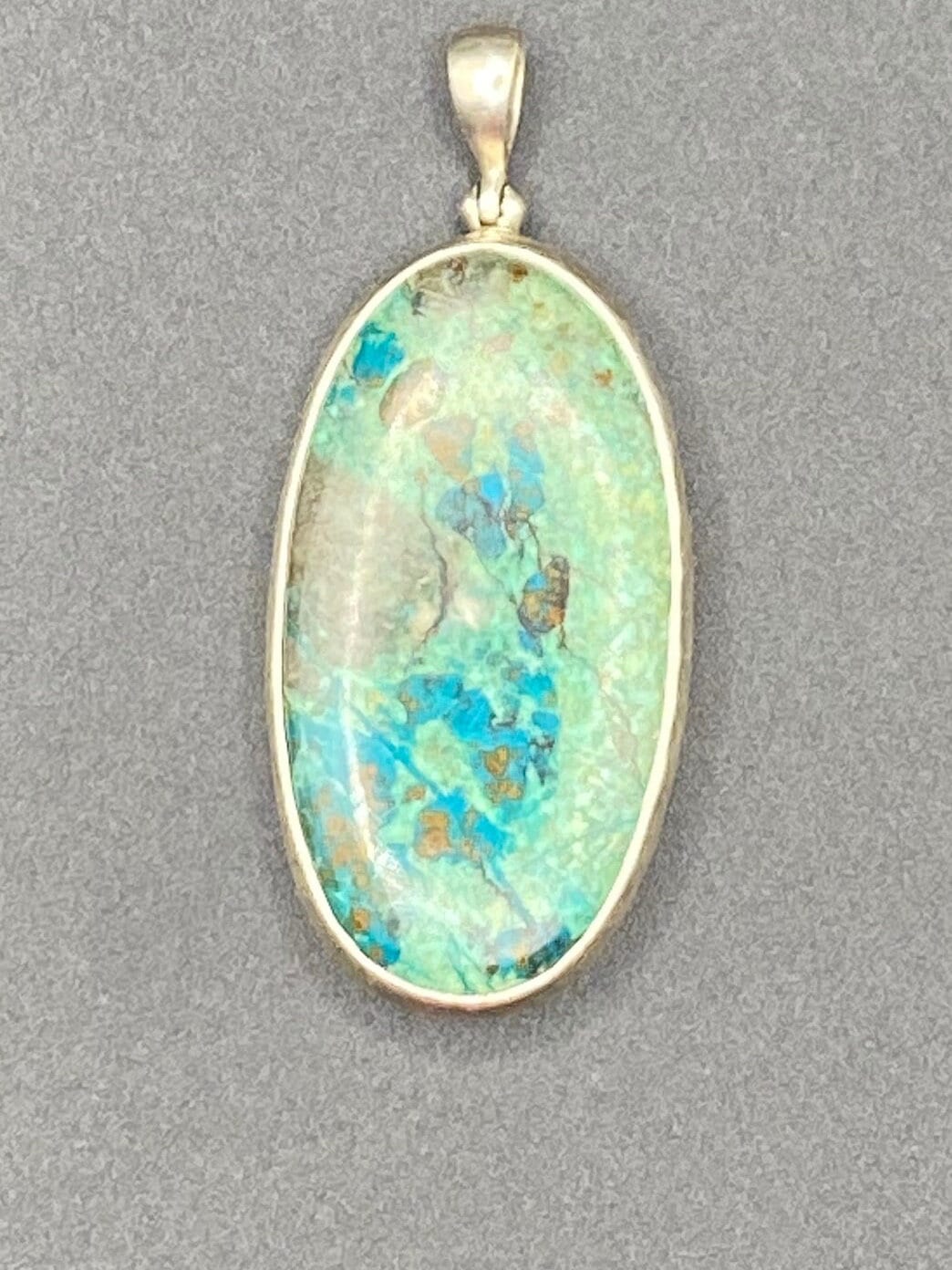 Gorgeous Green Chrysocolla Pendant with Sterling Silver setting