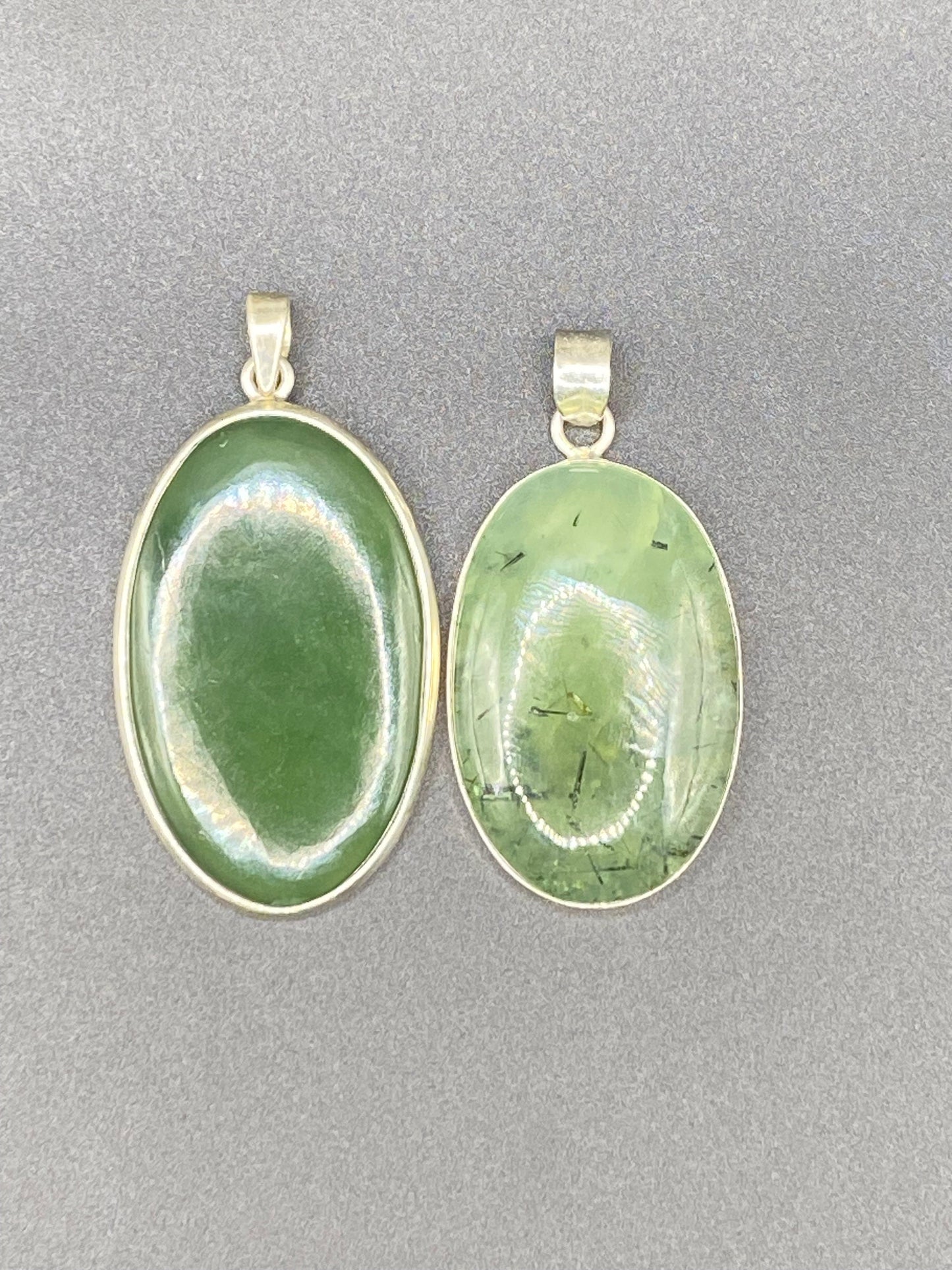 Gorgeous Green Prehnite Pendant with Sterling Silver setting