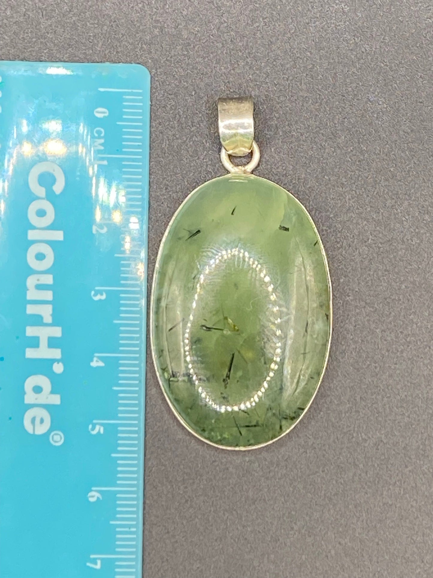 Gorgeous Green Prehnite Pendant with Sterling Silver setting